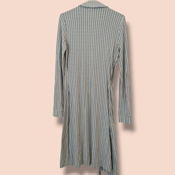 Diane Von Furstenberg Geometric Printed Jersey Knit Jeanne Two Wrap Mini Dress M - Picture 4 of 10